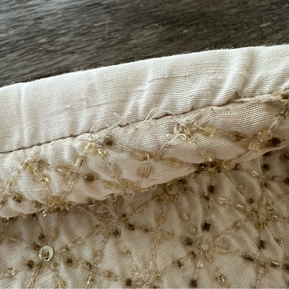 NWT Pottery Barn 18” X 18” Square Champagne Shimmer Beaded Pillow Cover New - Picture 5 of 6